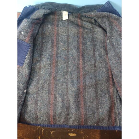 VINTAGE Carhartt Chore Indiglo Blue Jacket Men Blanket Lined Made USA Canvas 2XL - Picture 7 of 16